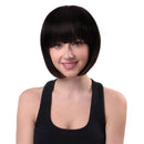13'' Natural Real Human Hair Soft Silky Fashion Women's Full Bangs Wig Short Wigs Straight Bob Hair Cosplay Party