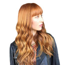 22Â’Â’ Fashion Women Girls Long Curly Wavy Real Human Hair Wig with Flat Bangs Wig Cap ,Hair Clip ,Steel Comb Included
