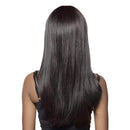 22" Women Long Straight 100% Real Human Hair Wigs With Cap Bangs Black