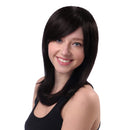 20'' 52cm Women's Mid-Long Straight Shoulder Length Human Hair Wig with Side Bang +Wig Cap, Hair Clip Steel Comb Included