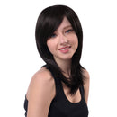20'' 52cm Women's Mid-Long Straight Shoulder Length Human Hair Wig with Side Bang +Wig Cap, Hair Clip Steel Comb Included