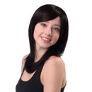 20'' 52cm Women's Mid-Long Straight Shoulder Length Human Hair Wig with Side Bang +Wig Cap, Hair Clip Steel Comb Included
