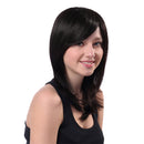 20'' 52cm Women's Mid-Long Straight Shoulder Length Human Hair Wig with Side Bang +Wig Cap, Hair Clip Steel Comb Included