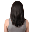 16" Women Long Straight 100% Real Human Hair Wigs With Cap Side Bangs Black