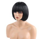 12'' Natural Synthetic Hair Soft Silky Fashion Women's Full Bangs Wig Short Wigs Straight Bob Hair Cosplay Party