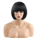 12'' Natural Synthetic Hair Soft Silky Fashion Women's Full Bangs Wig Short Wigs Straight Bob Hair Cosplay Party