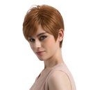 10'' Fashion Women Full Wigs Human Hair Natural Short Straight for Party Cosplay +Free Wig Cap,Hair Clip,Steel Comb Light Brown