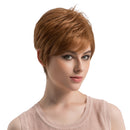 10'' Fashion Women Full Wigs Human Hair Natural Short Straight for Party Cosplay +Free Wig Cap,Hair Clip,Steel Comb Light Brown