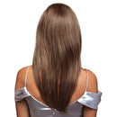 Elegant Women Long Natural Straight Synthetic Hair Wigs + Classic Cap for Cosplay Party Daily Use Ombre Brown