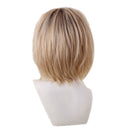 12" Women Short Fluffy 100% Real Human Hair Wigs With Cap Heat Resistant for Cosplay Party Daily Use Ombre Blonde