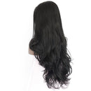 Human Hair Full Wigs, Ladies Fashion Long Curly Wavy Hairpieces, Front Lace Heat Resistant for Daily Party, Natural Black 65cm