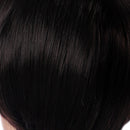 Ladies Fluffy Human Hair Short Full Wigs, Natural Black Straight Hairpieces with Bangs, Cosplay Party Costume Wedding Use, Heat Safe