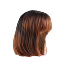 12" Silky Soft Natural Synthetic Brown Shourt Shoulder Length Bob Wigs Full Head Straight Wig with Net Cap