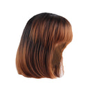 12" Silky Soft Natural Synthetic Brown Shourt Shoulder Length Bob Wigs Full Head Straight Wig with Net Cap