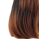 12" Silky Soft Natural Synthetic Brown Shourt Shoulder Length Bob Wigs Full Head Straight Wig with Net Cap