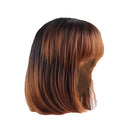 12" Silky Soft Natural Synthetic Brown Shourt Shoulder Length Bob Wigs Full Head Straight Wig with Net Cap
