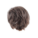 Women Ladies Brown White Mixed Fluffy Layered Short Curly Wavy Full Hair Wig with Wig Cap for Cosplay