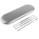 4 Pieces Stainless Steel Earpick Wax Cleaner Ear Curette Remover Earwax Cleaner Swab Spiral Spoon Tool with Case