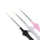 3 Pieces Beauty Salon Nail Art Brushes for Nials Polish Liner Drawing Painting Dotting Tools Set Wood Handle