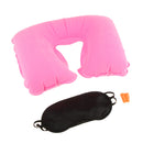 Travel Office Inflatable Flight Pillow Neck Head Rest Cushion + Eye Mask + Earplug