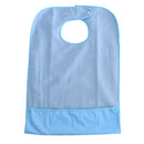 Waterproof Mealtime Protector Adult Bib 19'' x 31'' with Adjustable Snap Closure, Dining Disability Aid Clothes Apron Blue