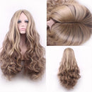 28 Inch Women's Wig Long Curly Wavy Middle Parting Premium Synthetic Hair Wig with Free Wig Cap