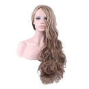 28 Inch Women's Wig Long Curly Wavy Middle Parting Premium Synthetic Hair Wig with Free Wig Cap