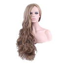 28 Inch Women's Wig Long Curly Wavy Middle Parting Premium Synthetic Hair Wig with Free Wig Cap