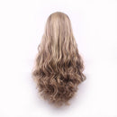 28 Inch Women's Wig Long Curly Wavy Middle Parting Premium Synthetic Hair Wig with Free Wig Cap