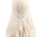 Beauty 28''/70cm Elegant Middle Parting Women Long Wavy Straight Cosplay Braided Wigs White