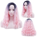Fluffy Women Long Curly Wave Pink Full Hair Wig Heat Resistant Party Cosplay