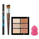 4 Pieces Beauty Comestics Concealer Foundation Cream Palette Powder Sponge Puff Eyebrow Eyeliner Pen with Makeup Brush Tool