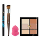 4 Pieces Beauty Comestics Concealer Foundation Cream Palette Powder Sponge Puff Eyebrow Eyeliner Pen with Makeup Brush Tool