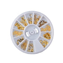 3D Golden Hollow Frame Design Nail Art Tips Decorations Metallic Studs Stickers Decor Wheel DIY Kits