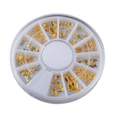 3D Golden Hollow Frame Design Nail Art Tips Decorations Metallic Studs Stickers Decor Wheel DIY Kits