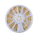 Nail Art Alloy Gold Rhinestones Rivet Studs Mixed 3D Stickers in Wheel Manicure DIY Decoration Tool