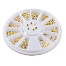 Nail Art Alloy Gold Rhinestones Rivet Studs Mixed 3D Stickers in Wheel Manicure DIY Decoration Tool