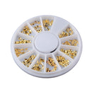 Nail Art Alloy Gold Rhinestones Rivet Studs Mixed 3D Stickers in Wheel Manicure DIY Decoration Tool