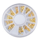 Nail Art Alloy Gold Rhinestones Rivet Studs Mixed 3D Stickers in Wheel Manicure DIY Decoration Tool