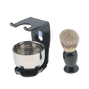 3 In 1 Salon Bristle Hair Shaving Brush Soap Mug Bowl Shave Stand Travel Set