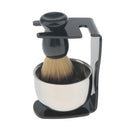 4 In 1 Salon Bristle Hair Shaving Brush with Soap Mug Bowl and Shaving Brush Holder Stand Shave Travel Set for Salon Barber Men