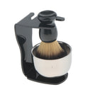4 In 1 Salon Bristle Hair Shaving Brush with Soap Mug Bowl and Shaving Brush Holder Stand Shave Travel Set for Salon Barber Men