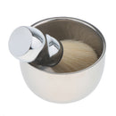 Stylish Shinning Double Layer Stainless Steel Metal Soap Mug Bowl Cup with Shaving Brush Set for Men