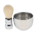 Stylish Shinning Double Layer Stainless Steel Metal Soap Mug Bowl Cup with Shaving Brush Set for Men