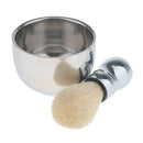 Stylish Shinning Double Layer Stainless Steel Metal Soap Mug Bowl Cup with Shaving Brush Set for Men