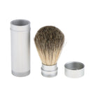 Silver Shaving Brush in Travel Tube Beard Moustache Full Size Shave Brush Tool in Aluminum Metal Tube Case Lightweight