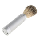 Silver Shaving Brush in Travel Tube Beard Moustache Full Size Shave Brush Tool in Aluminum Metal Tube Case Lightweight