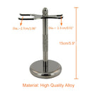 Men Barber Alloy Shaving Brush Safety Holder Rack Stand Shelf 2 Prongs