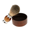Salon Barber Soft Bristles Hair Beard Cleansing Shaving Brush with Wooden Shave Soap Cream Bowl Mug for Men