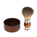 Salon Barber Soft Bristles Hair Beard Cleansing Shaving Brush with Wooden Shave Soap Cream Bowl Mug for Men